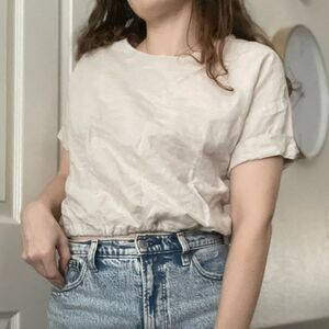 Kari Perkins Linen Cropped Tee‎ Size 0 oversized